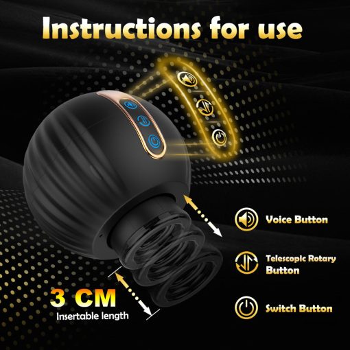 3 in 1 Telescopic Rotating Voice Masturbation Cup