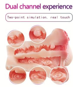 3D Realistic Vagina and Anal Sex Portable Flesh Light Male Stroker Fake Pussy