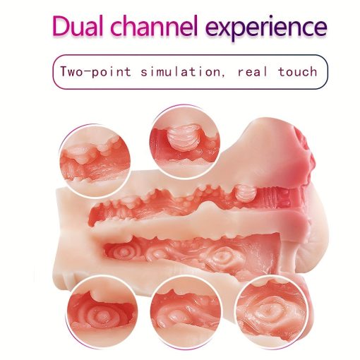 3D Realistic Vagina and Anal Sex Portable Flesh Light Male Stroker Fake Pussy
