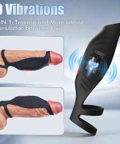 SemenSentry - 9 Vibrating Cock Ring and Penis Sleeve 2 IN 1 Male Vibrator for Couples