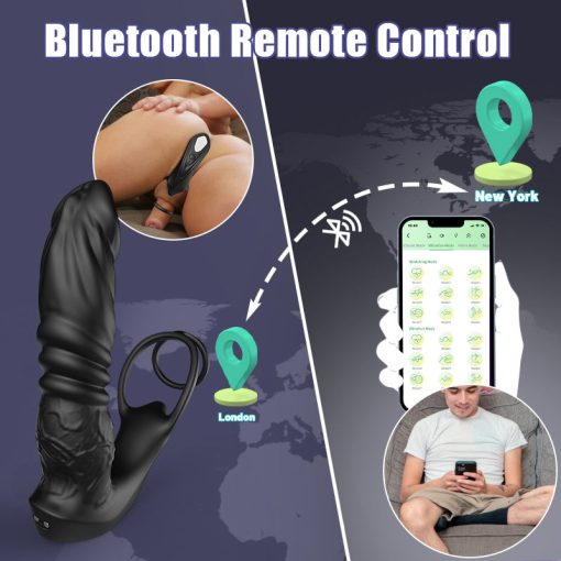 Top Joy Bluetooth Remote Control 9 Thrusting Vibrating Prostate Massager with Penis Ring