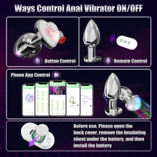 Light Up Anal Vibrator Prostate Stimulor Toys with APP