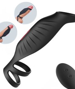 SemenSentry - 9 Vibrating Cock Ring and Penis Sleeve 2 IN 1 Male Vibrator for Couples