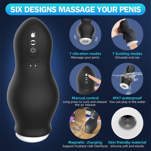 IPX7 Real Blowjob 7 Frequency Vacuum Sucking Masturbator